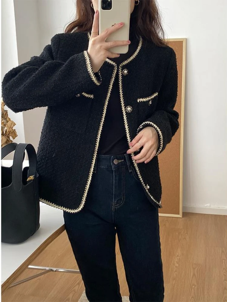 

Women's Jacket French Small Fragrant Short Vintage Celebrity Temperament Coat Autumn New Tweed Design Sense Niche Jacket 여성 가을옷