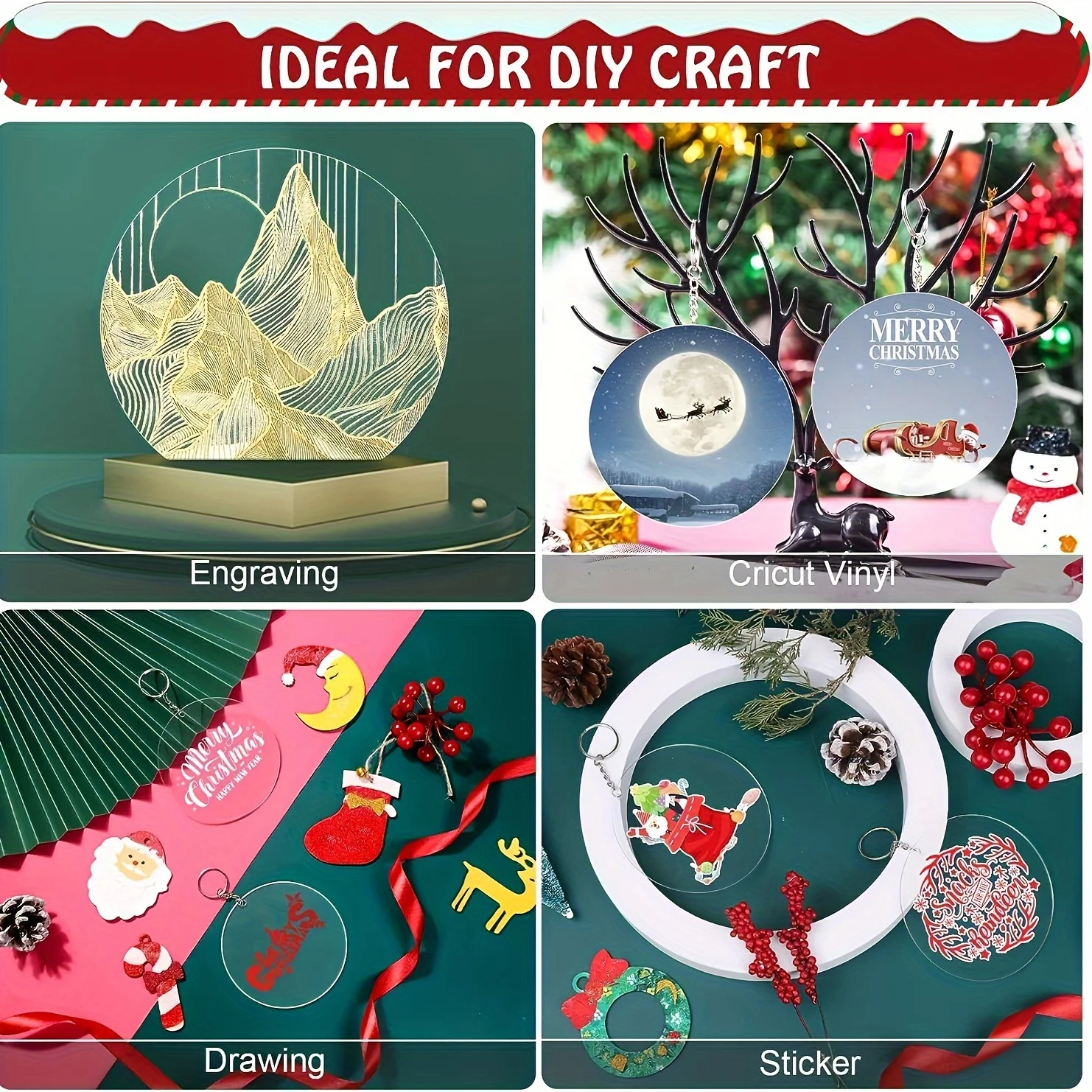 20pcs Clear Round Acrylic Christmas Ornament 3inches DIY Blank Round Acrylic Ornament Transparent Circle Discs For Christmas 6