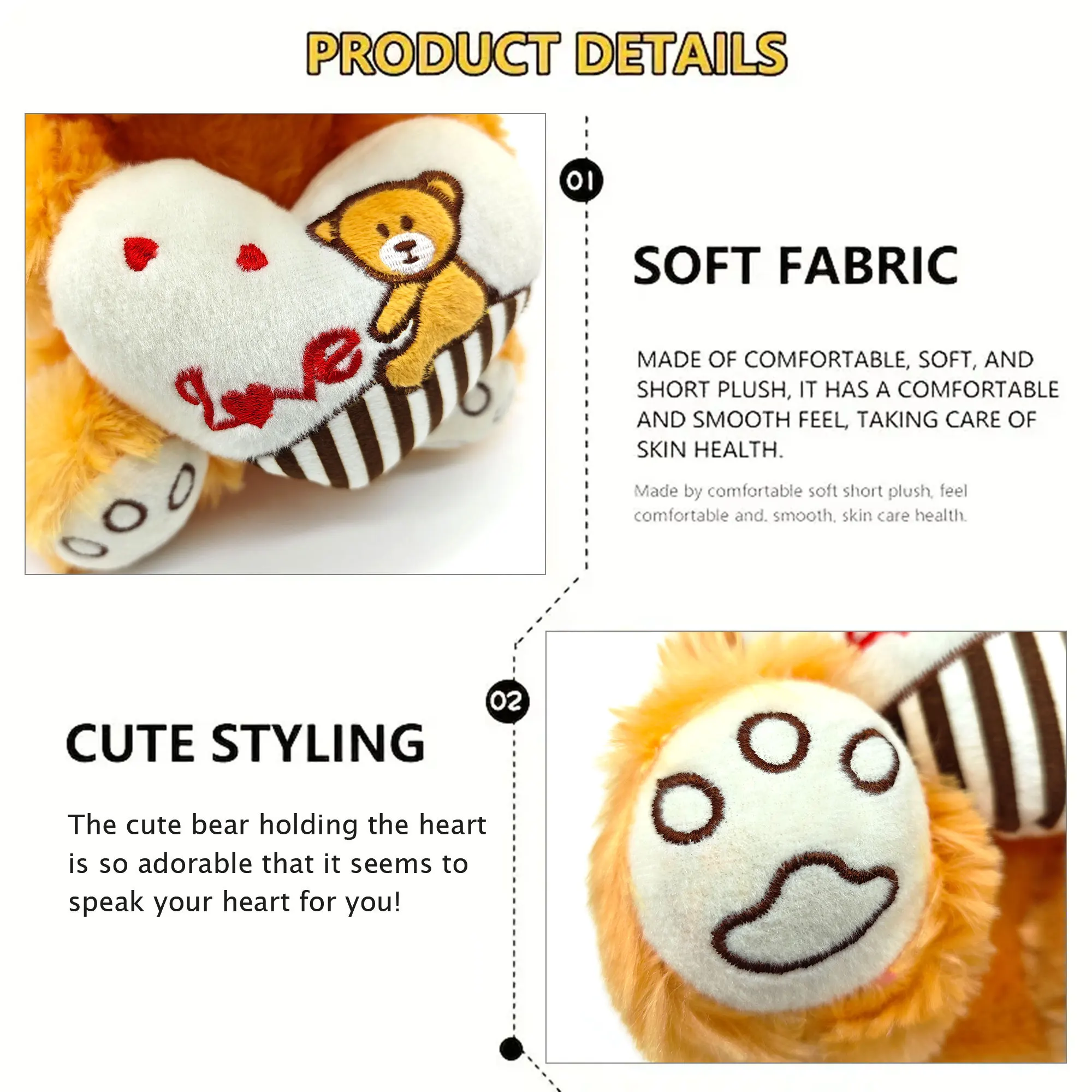 Hugging love plush bear toy, cute soft plush pillow, wedding scene companion gift, event party game props, holiday gift 4