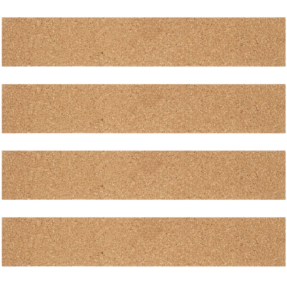 4 Pcs Adhesive Cork Strips Office Home Bulletin Ornament Natural Frameless Paper Bulletin Strips Self-adhesive Cork