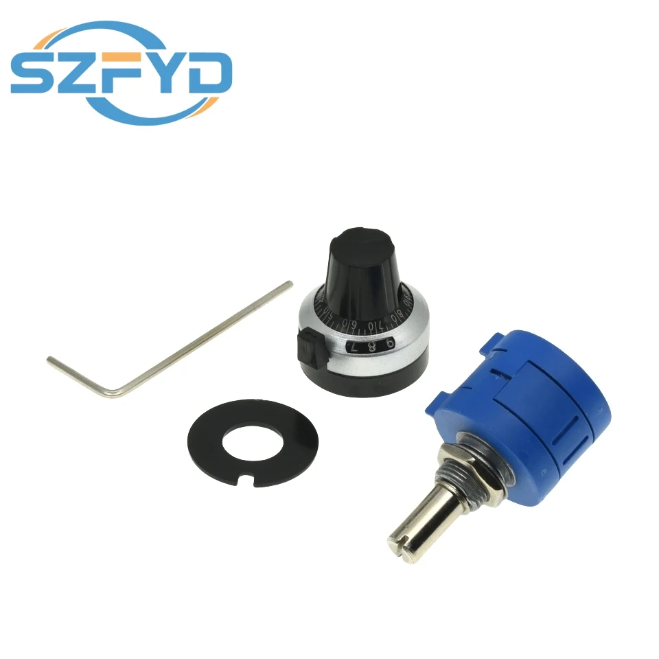 1set 3590S Precision Multiturn Potentiometer Kit 10 Ring Adjustable Resistor + Rotary Knob & Counting Dial