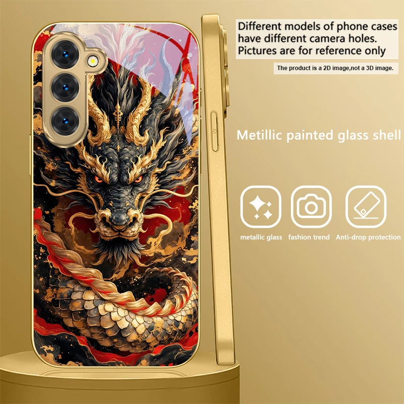 Majestic Golden Eastern Dragon Glass Phone Case