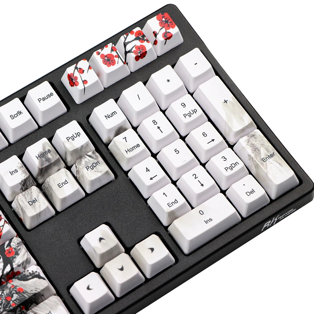 Somente Vendas Keycap Novidade Corante Sub Flor de Ameixa Oem Perfil Keycaps para 61 64 68 108 Tampas de Teclado Mecânico Russo Japonês - Imagem 5