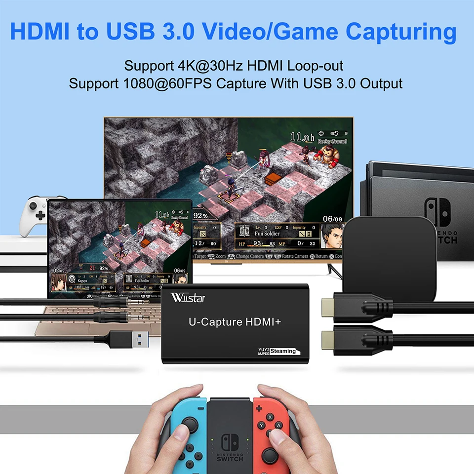 USB3.0 HDMI karta przechwytywania wideo 1080P @ 60Hz HDMI Loopout 4K30Hz nagrywanie gier przekaz na żywo USB3.0 Video Grabber dla kamery PS4