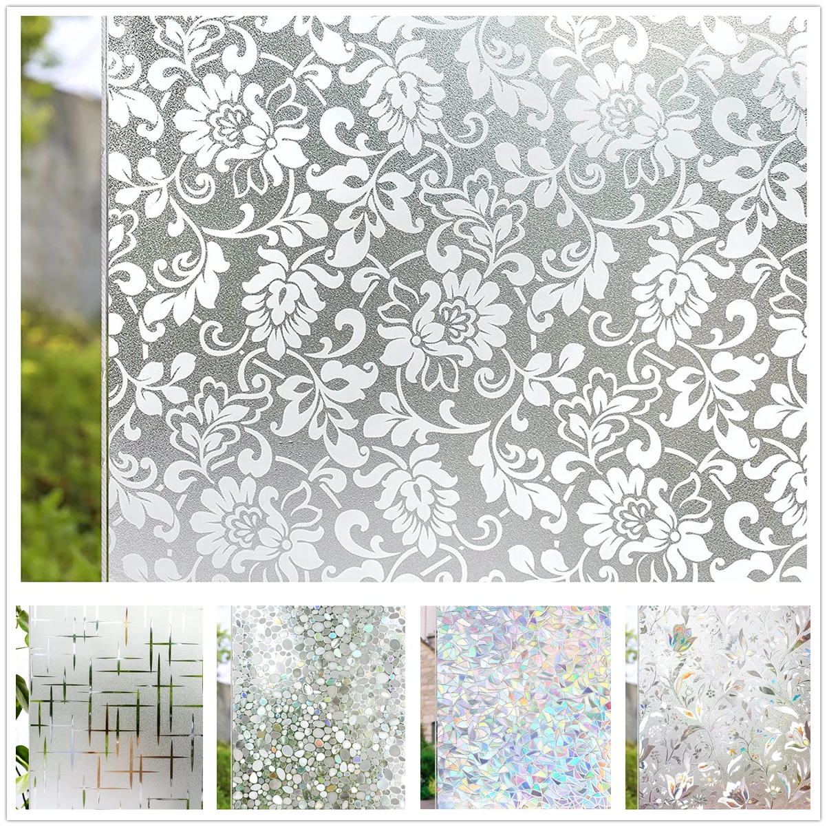 Matte Decorative Window Film Privacy Static Cling Adhesive Glass Vinyl