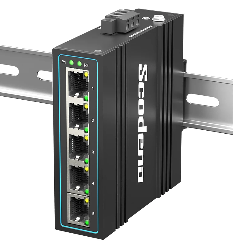 Interruptor de rede Ethernet industrial, metal IP40
