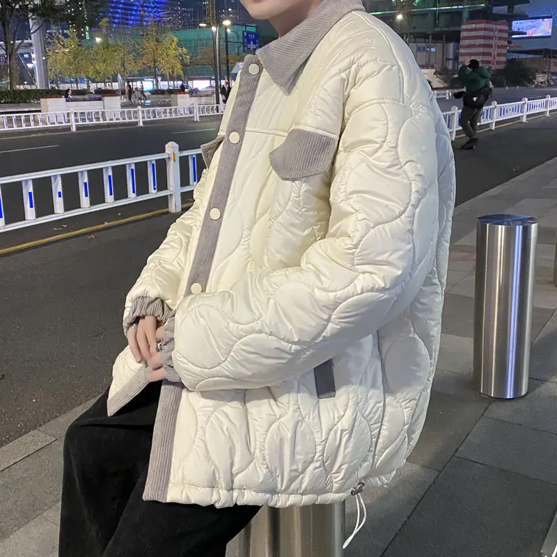Corduroy Winter Coat Men Puffer Jacket Autumn and Winter New Korean Style Long Over-the-knee Cotton Padded Keep Warm