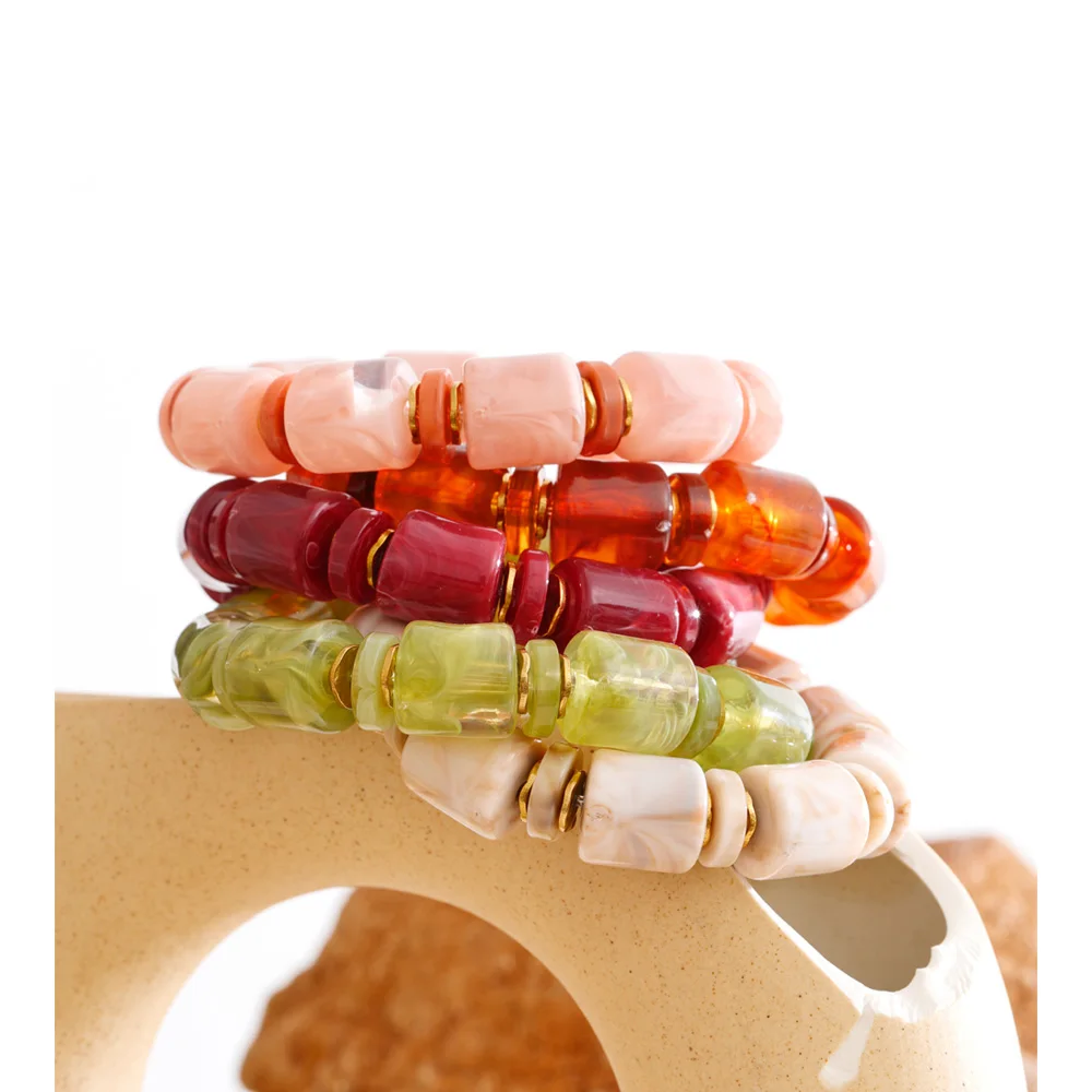 Yhpup Handmade Stainless Steel Jewelry Multi-color Style Resin Acrylic