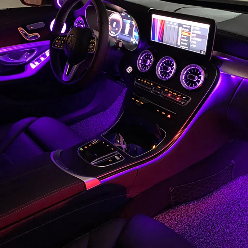 메르세데스-벤츠 주변 조명, GLC 클래스 쿠페 W205, C43, C63, X253, LED 전면 통풍구 스피커 장식 조명 개조, 3/64 색상