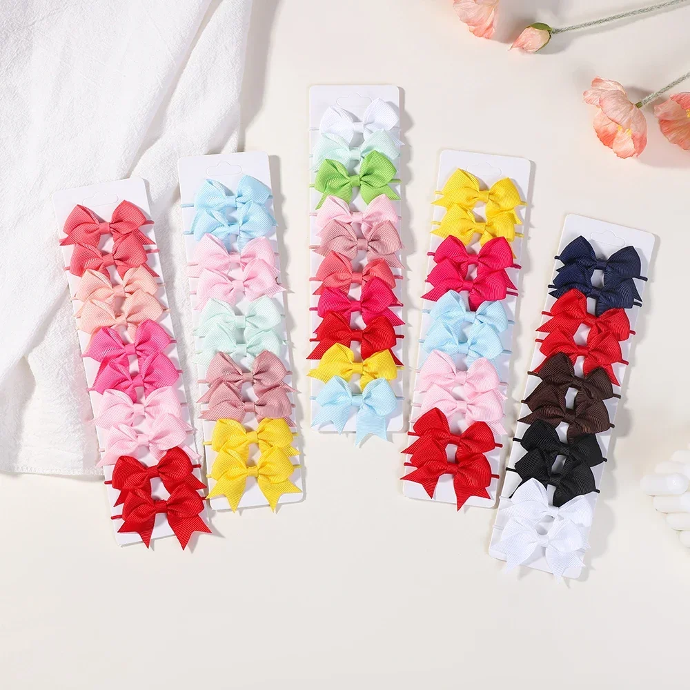 Hair Bands 10Pcs Bows Elastic Hair rubber band Hair Ties Ribbon Pigtail Grosgrain accessories girl Baby Gift for children