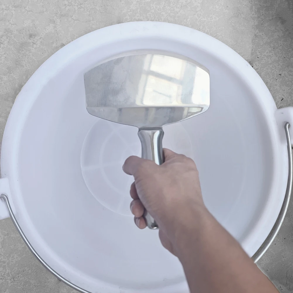 Stainless Steel Bucket Scoop Mud Scoop Arc-shape Shovel Putty Knife Scraper Drywall Plaster Tool for Paint Mortar Putty 5