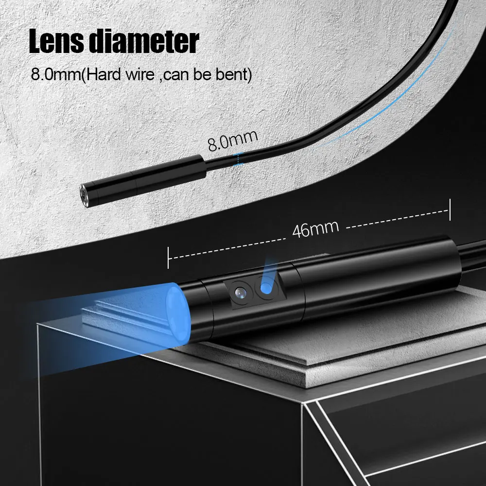 GAMWATER 4.3'' IPS Screen Industrial Endoscope Camera HD1080P IP67 Waterproof LED 2600mAh Pipe Sewer Inspection Borescope