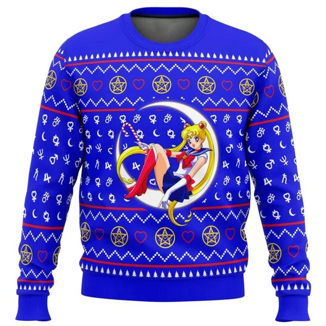 thumbnail image 1 of Sudadera 3D Tops Otoño e Invierno Navidad Sailor Guardians Sailor Moon Suéter navideño feo regalo Santa Claus Jersey Hombres, 1 of 5