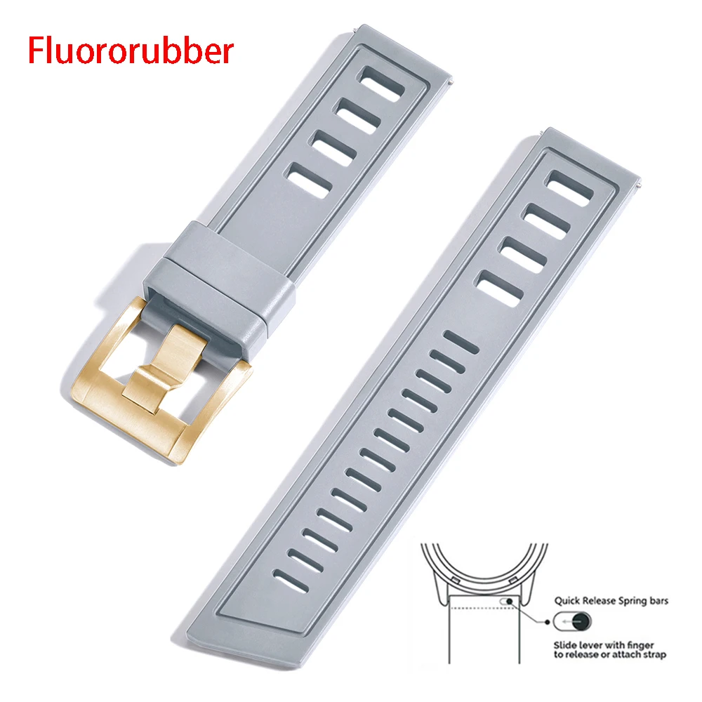 Enhanced Fluororubber Quick Release Waterproof Watch Strap