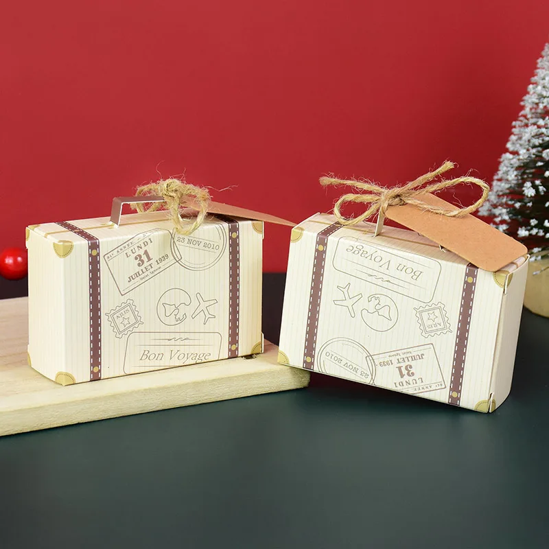 Niedliches Reisethema, 10 Stück, Koffer, Pralinenschachtel, Kraftpapier, Schokolade, Gastgeschenke, Geschenkverpackung für Hochzeit, Geburtstag, Babyparty, Dekoration – Detail 4