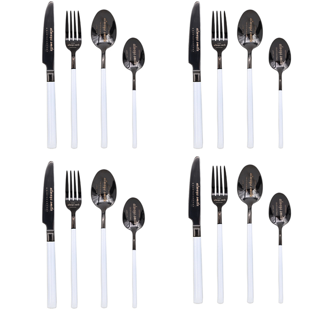 16 24/Pcs Nordic Dinnerware Dining Table Set Stainless Steel Cutlery Set Fork Spoon Knife Sets Chopsticks Silverware Gift Sets