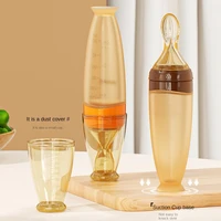 Safe Useful Silicone Baby Bottle with Spoon Food Supplement Rice Cereal Bottles Squeeze Spoon Milk Feeding Bottle Cup 2