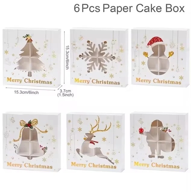 Caja de galletas navideñas, caja de embalaje para dulces, decoración navideña para el hogar, adorno para árbol de Navidad 2024, decoración para Año Nuevo