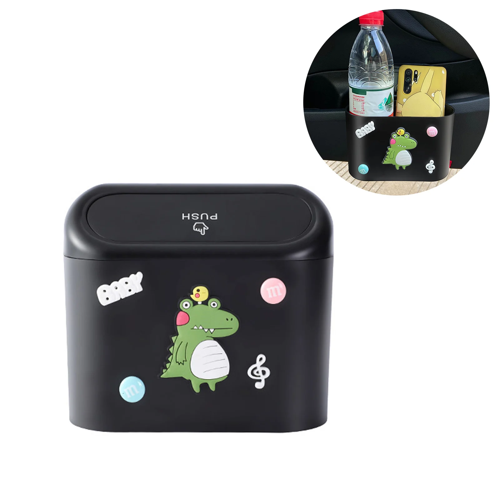 Poubelle De Voiture Vegena Avec Couvercle - Étanche, Compacte, Suspendue - Idéale Voiture, Bureau, Chambre - Noir - Inclut 4 Sacs