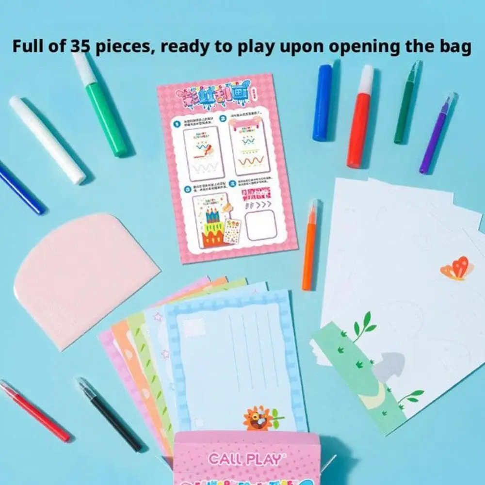 Drawing Papers Squeegee Art Kids Paint Kit DIY Material Painting Art Supplies DIY Rainbow Scratch Art Animal Pattern