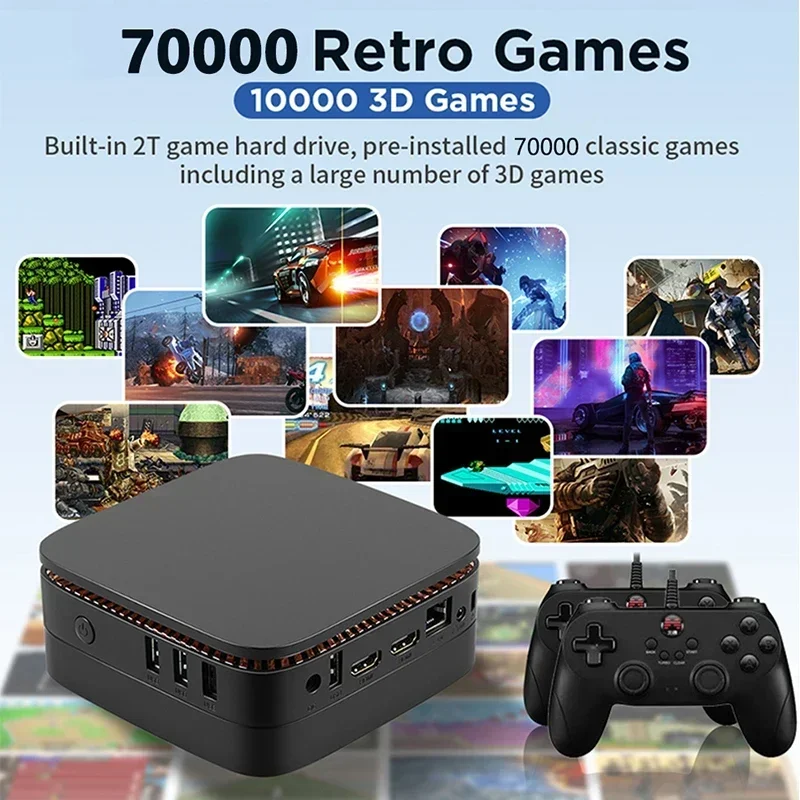 LZAKMR-Experiencia Ultimate Gaming con caja de juego N5105, 128G, Windows 11, 2TB, sistema de juegos para PS2/PS3/WII/SS/GAMECUBE, más de 70000 juegos