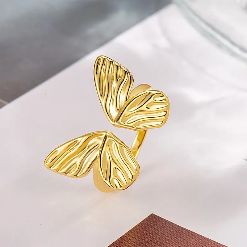 Geometric Handmade Butterfly Ring for Women Silver Color Silver Color Irregular Minimalist Rings Jewelry Gifts