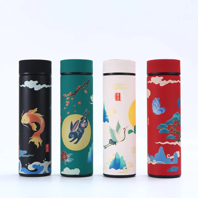 Creative National Water Bottle 304 Stainless Steel Intelligent Insulation Touch Display Vacuum Mup Beautiful Chinese Style Cup 5