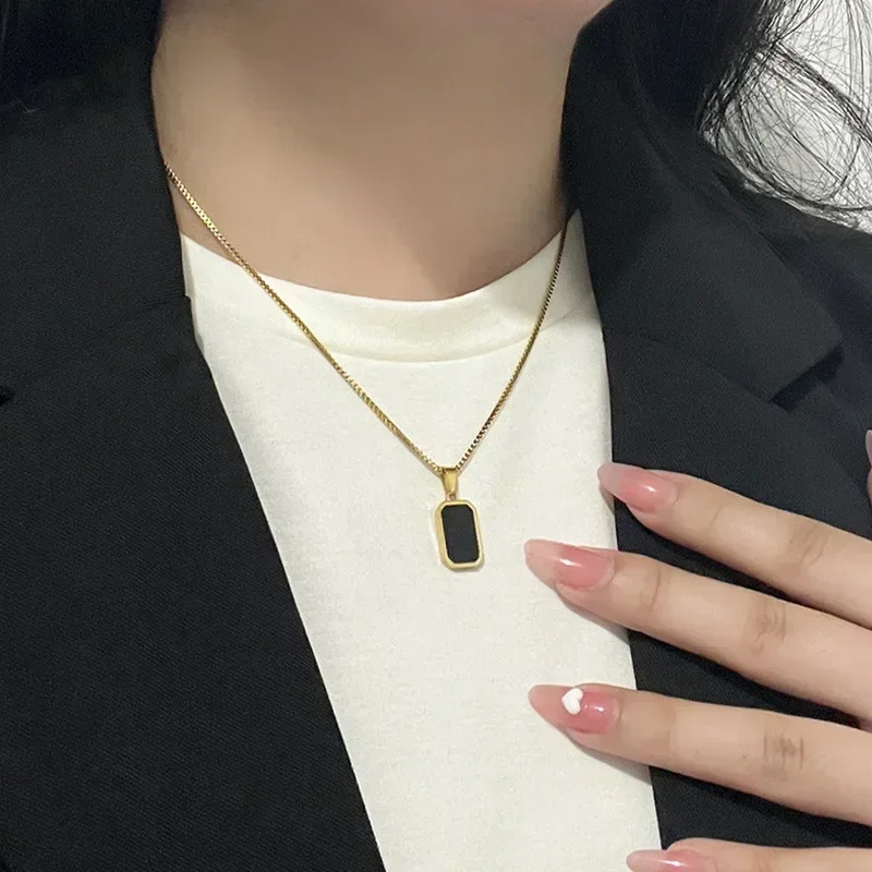 Necklaces Exquisite Minimalist Square Pendant Choker Chains Fashion Necklace For Women Jewelry Party Gifts Подвеска На Шею - 3