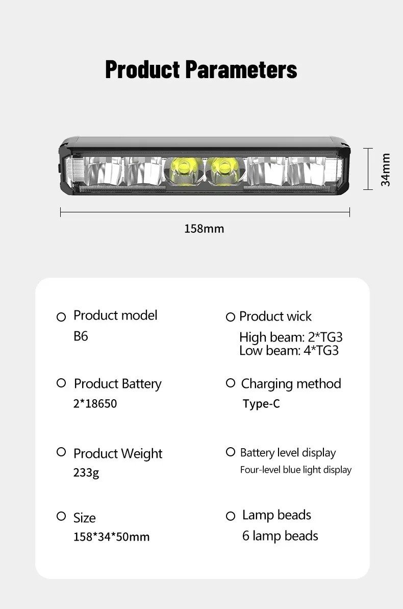 Description Picture 4 of item2000LM Bike Front Light 5200mAh 7 Modes Type-C Charging Bicyle Light Aluminum Alloy MTB Road Bike Headlight Bicyle Accessories