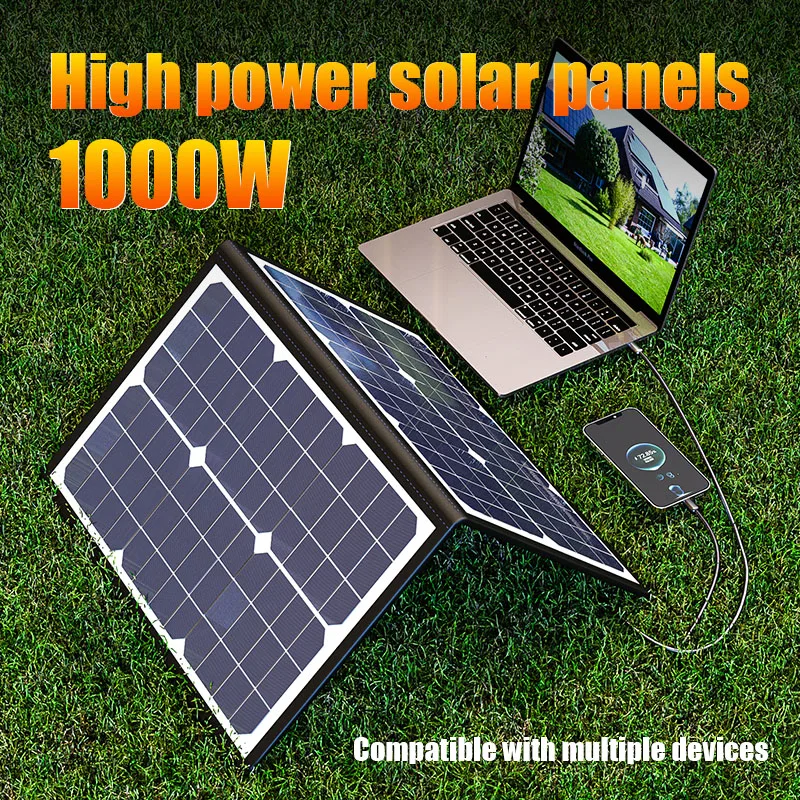 

1000W Foldable Solar Panel Kit Complete Camping Solar Power Station Portable Generator Charger 18V for Car Boat Caravan Camp