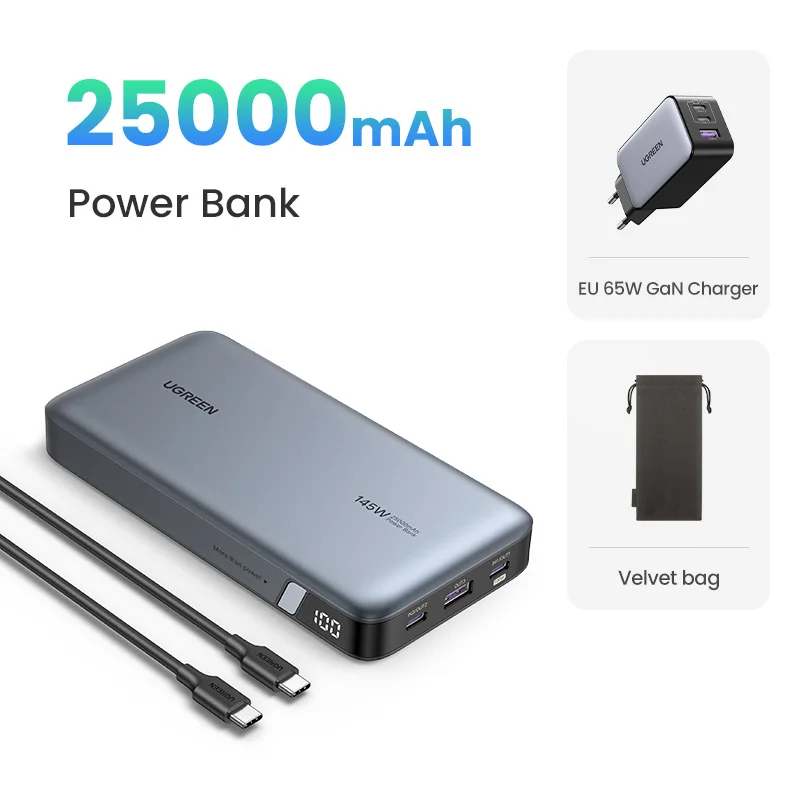 UGREEN 25000mAh Power Bank Portable PD 3.1 140W Fast Charging PowerBank for  Macbook Pro iPhone Samsung Notebook Computer