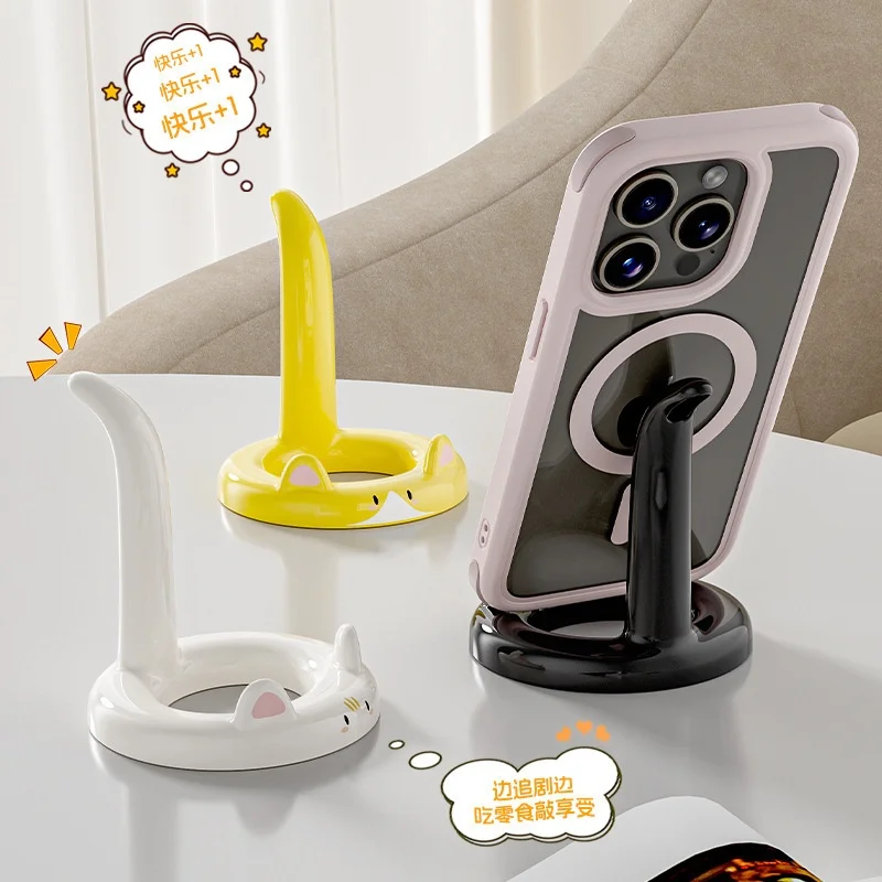 Charming Cartoon Cat Phone Stand: Creative Desktop Decor and Phone Holder