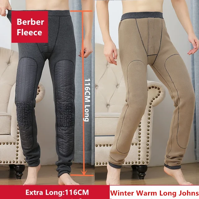 Men's Thermal Underwear Pants Winter Thick Fleece Lined Long Johns Warm  Leggings Base Layer Bottoms - AliExpress