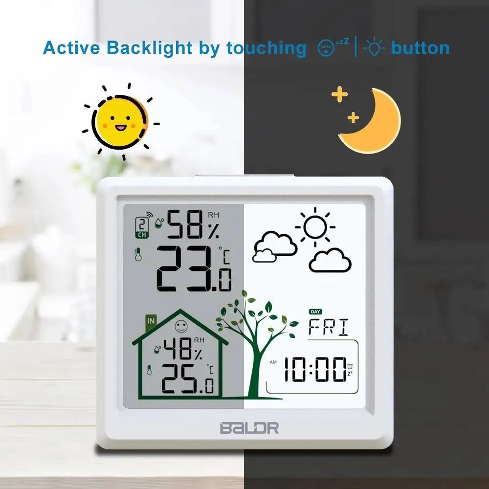 BALDR Wireless Digital Weather Station Thermometer Hygrometer Alarm Clock Comfor