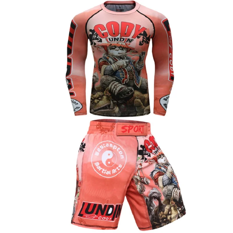 3 Piece Cody Lundin Men Tracksuit Jiu Jitsu Bjj Rash Guard Sets 3D Print Compression Sportswear Fitness Sweatsuit for Men Gym 4