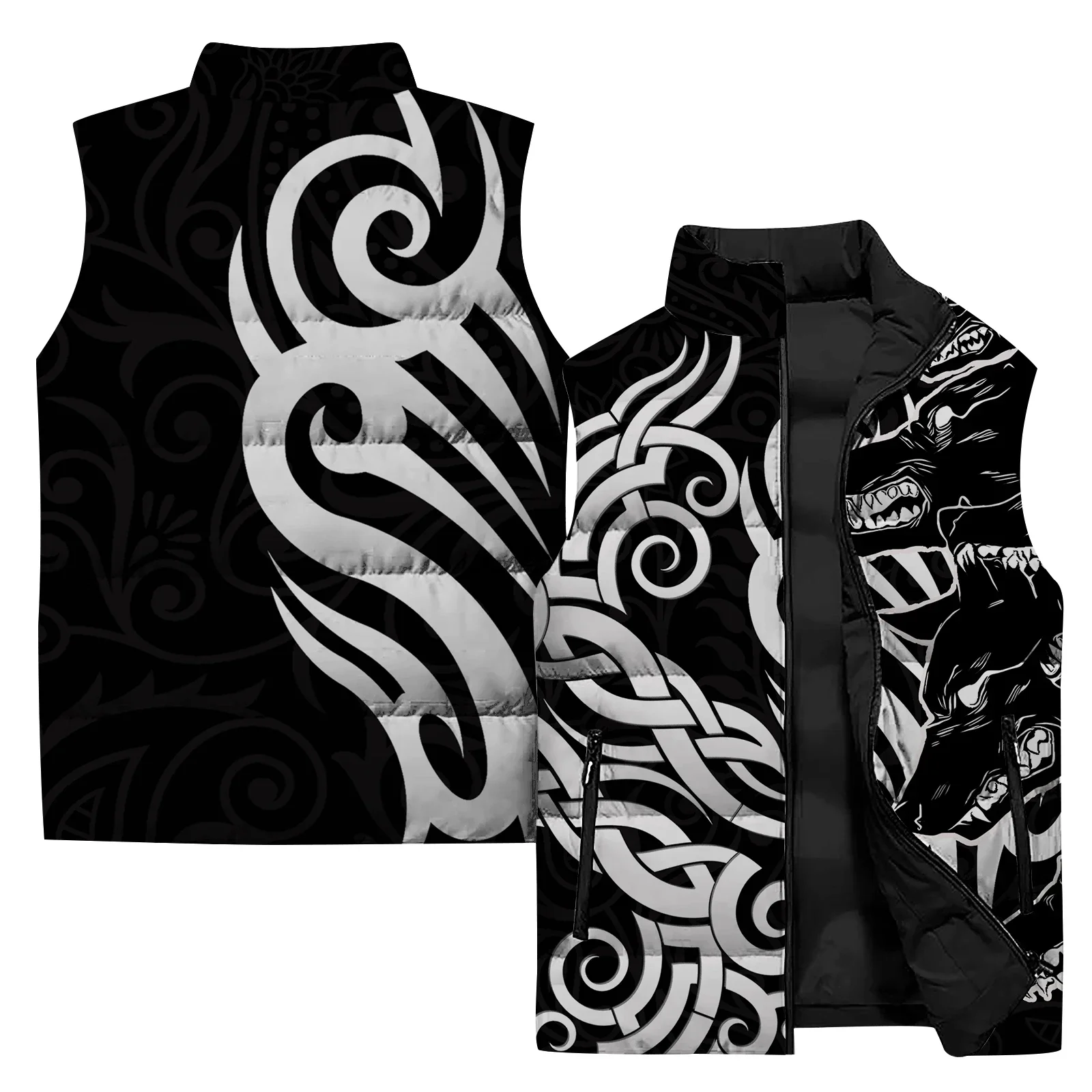 thumbnail image 1 of 2024 Nueva chaqueta de invierno para hombre, chaleco de algodón con estampado de lobo y tigre, chaquetas para hombre, chalecos casuales de moda, chalecos para hombres, ropa sin mangas, 1 of 4