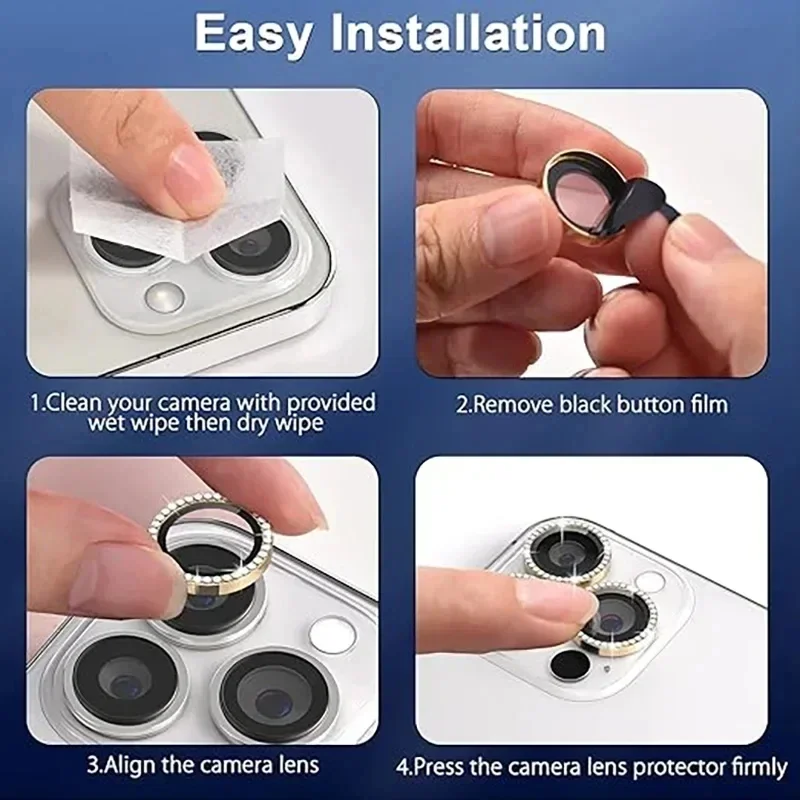 Diamond-Cut Camera Lens Protector Glass with Metal Backing