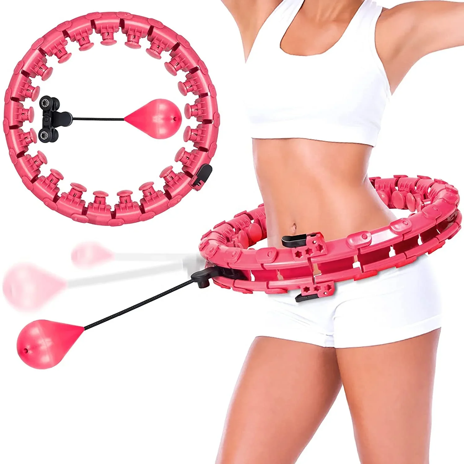 Adjustable Smart Hula Ring for Adults, Weighted Fitness Circle, 24 Detachable Knots, , Hot Selling, New