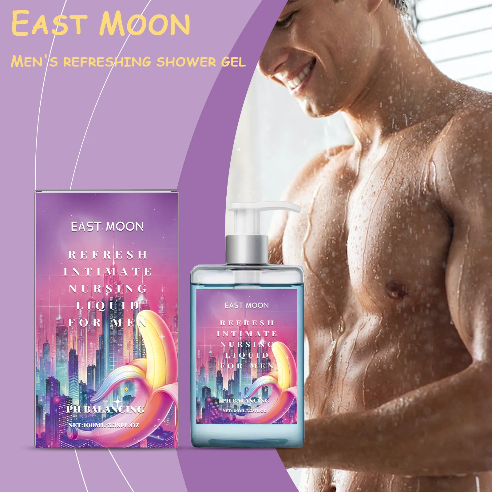 Gel doccia rinfrescante da uomo East Moon con odore corporeo, profumo detergente e duraturo, cura della pelle, idratante e bagno 1
