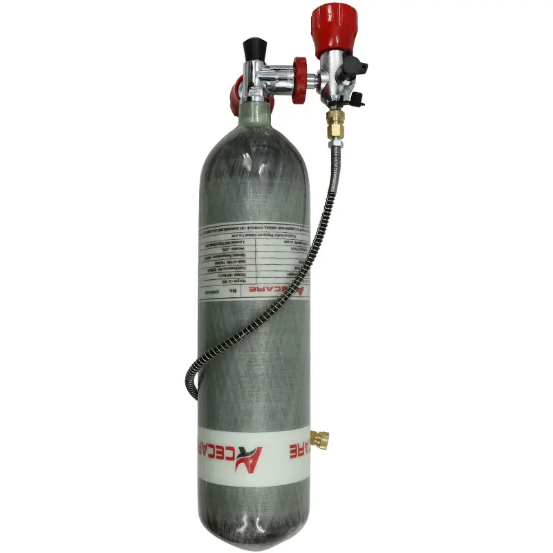 Acecare 3L CE High Pressure Carbon Fiber Cylinder Red Valve Filling Station  Scuba Tank Breathing Apparatus for Firefighting acecare high pressure cylinder 3lce 300bar carbon fiber tank 4500psi gas cylinder with red valve and filling station