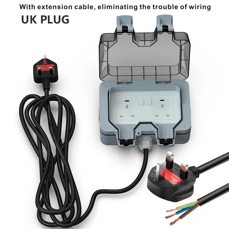 

Удлинительная розетка IP66 с вилкой, ЕС, 16 А, Великобритания, США, с переключателем заземления, 250 В, 16 А, розетка для дома, улицы, бассейна, сада