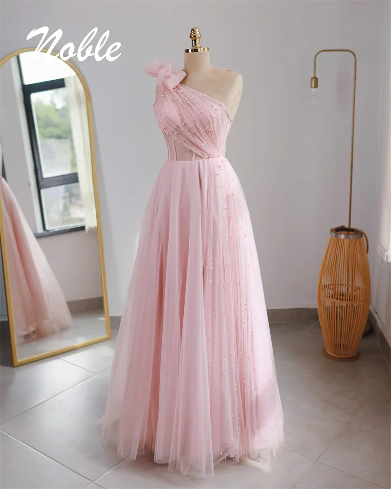 

Noble A-Line One Shoulder Neckline Prom Dress Sleeveless With Floor Length Evening Elegant Summer Party Dress For Women2023