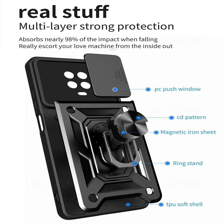 Ultimate Camera Protection Phone Armor Case with Hybrid Ring Back Cover