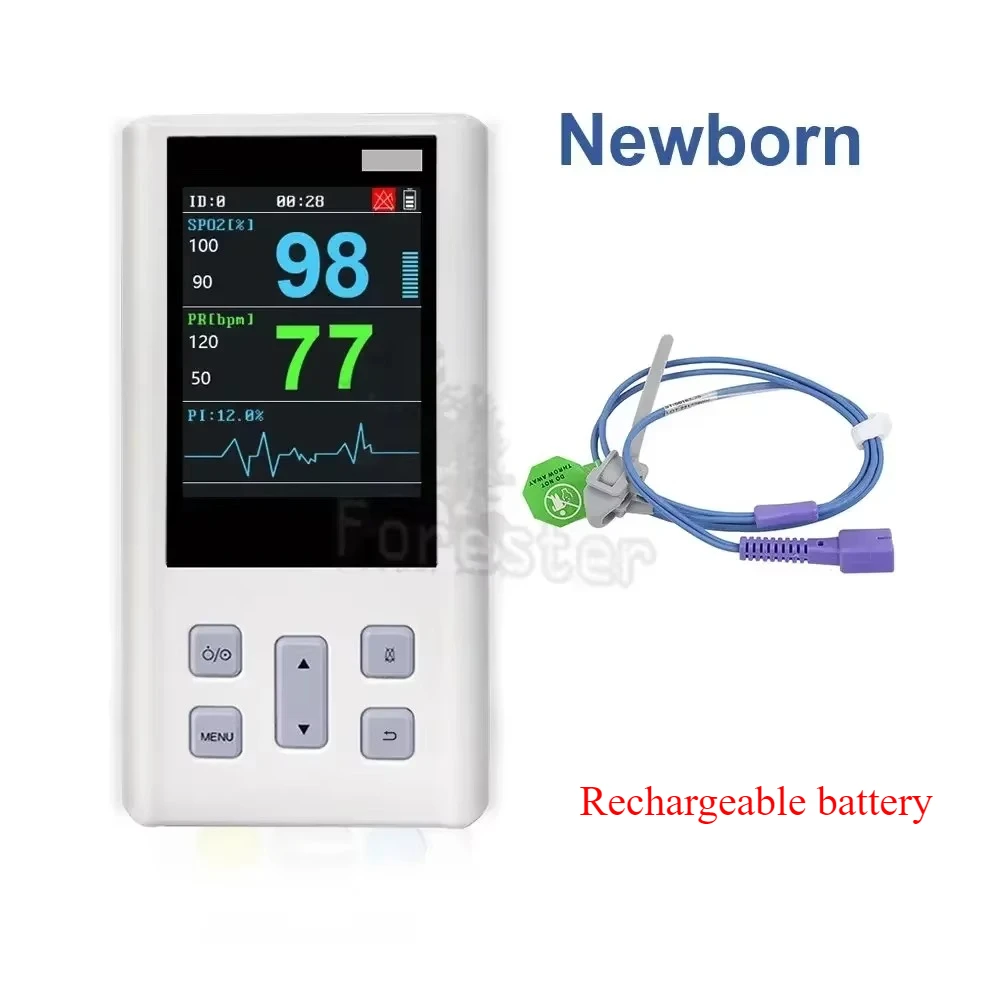 휴대용 휴대용 맥박 산소 농도계, 충전식 모니터, 심박수 산소 포화도, 수의학 SPO2 PR PI 메모리 포함