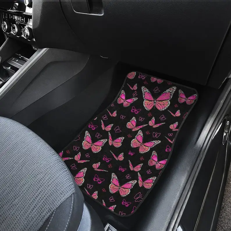 Groovy Flowers Car Front Floor Mats Set (2), Cute Floral Print Aesthetic  Auto Vehicle Suv Truck Accessories Women Rubber All Wea - AliExpress