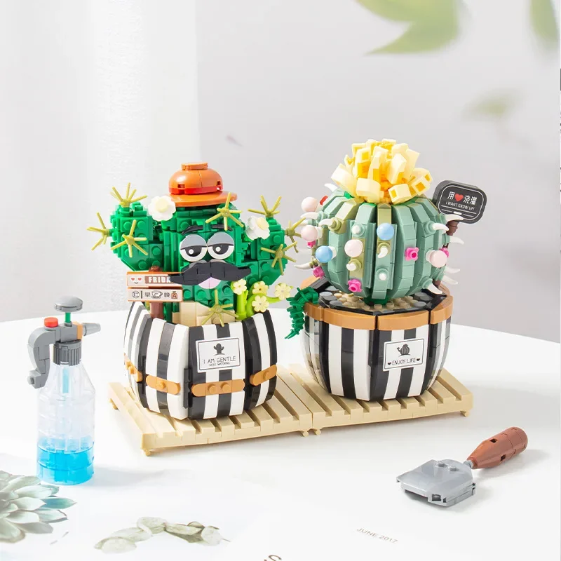 

Creative Bonsai Building Blocks Cute Cactus Set DIY Plant Bouquet Assembled Bricks Toys and Gifts for Adults and Children