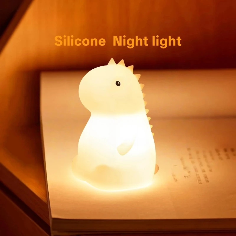 RGB 실리콘 공룡 야간 조명 USB 충전식 탭 컨트롤 LED 램프 어린이를위한 부드러운 빛 침실 홈 장식 선물