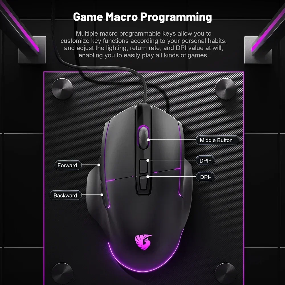 Wired Gaming Mouse 1000Hz Return 7 Buttons 12800DPI Macro Mouse for E-sports Ergonomic Design RGB Backlit gaming mouse,wired mouse