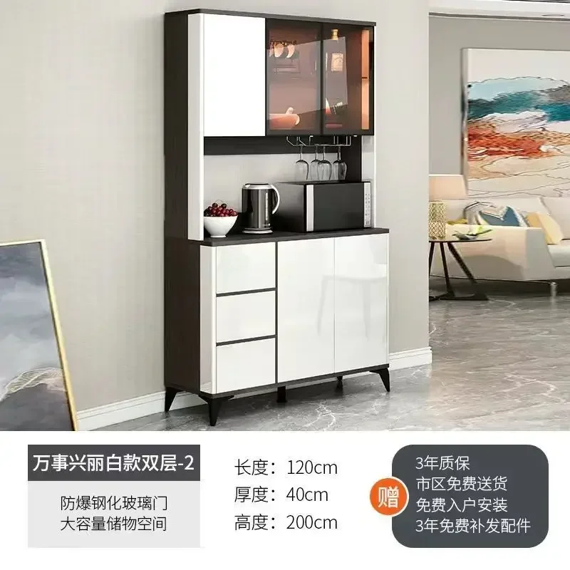 Modern Freestanding Smooth Kitchen Pantry Storage Cabinet with Glass Doors Shelves & Drawers Modern Sideboard Buffet Cabinet 6