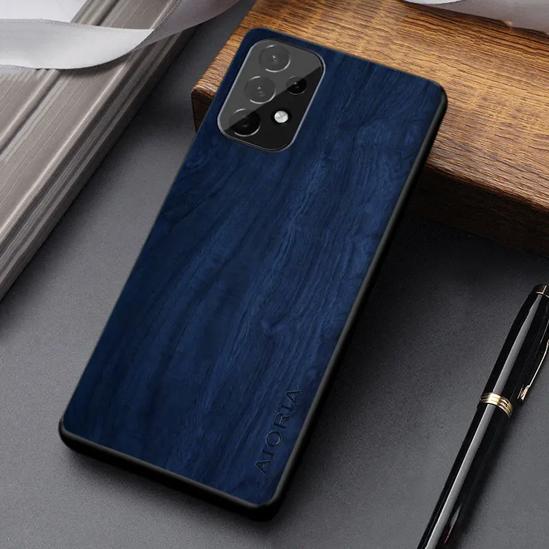 Elegant Wood Pattern PU Leather Phone Case - Lightweight and Unique Design